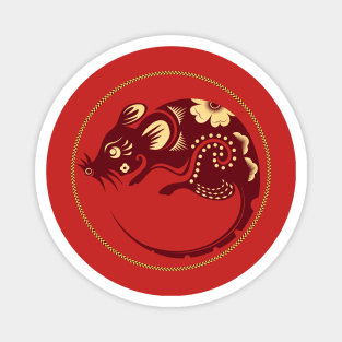 Year Of The Rat Colorful Papercut Art Design Magnet